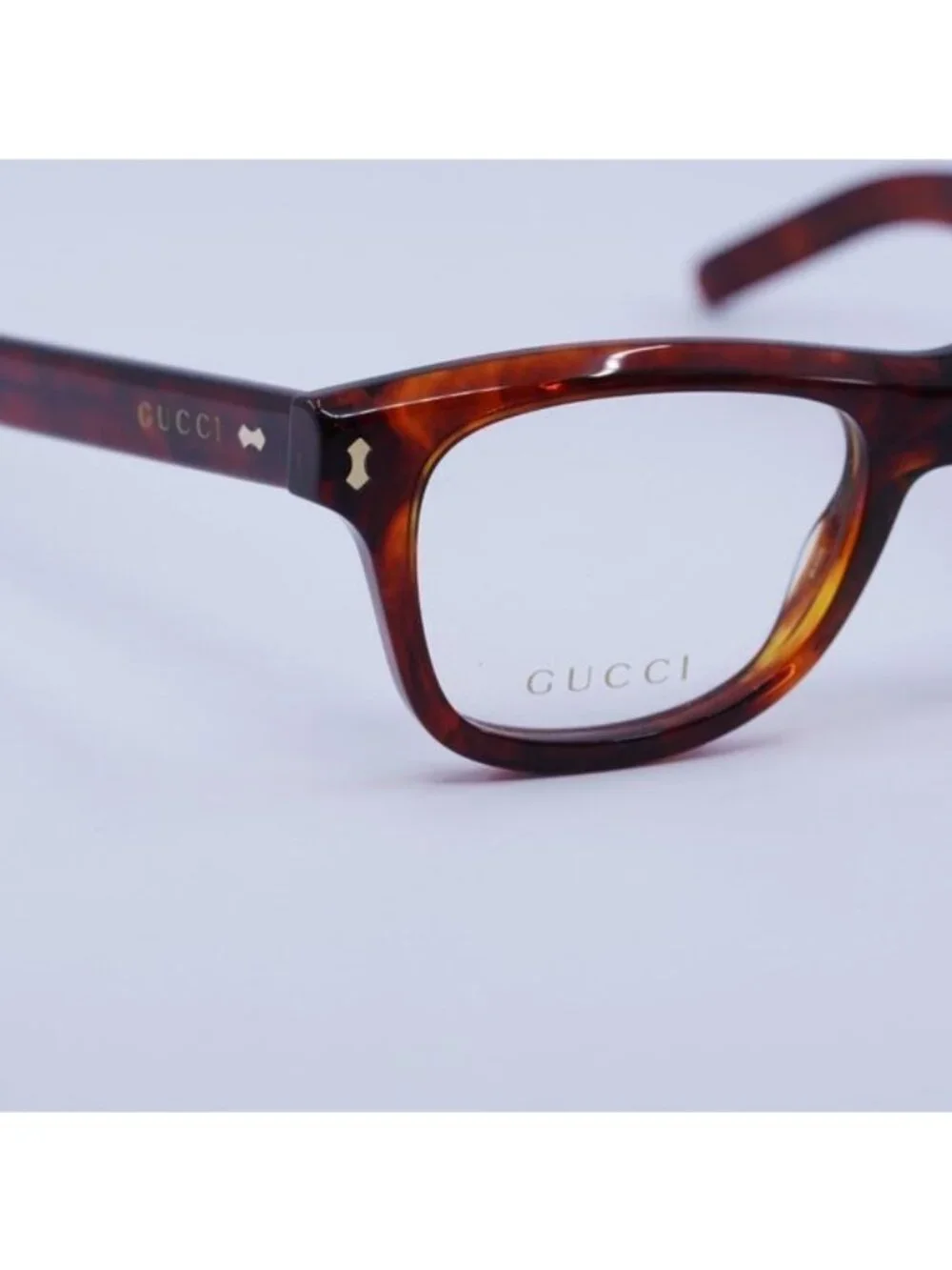 Gucci GG1526O 003 Eyeglasses Shiny Reddish Havana 52mm Square Frame